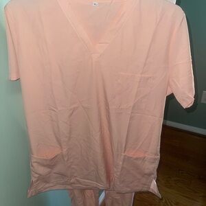 BRAND NEW Peach V-Neck Scrub Top and pants